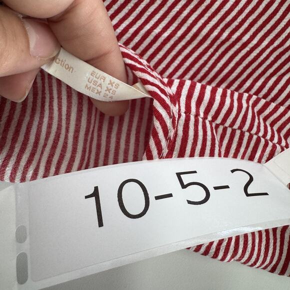 Zara Trafaluc Shirt Womens XS Red White Striped Long Sleeve Ruffle Blouse Top - Picture 6 of 8